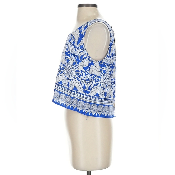 Rachel Zoe Blue Linen Blend Cropped Blouse – Size S - Picture 6 of 9